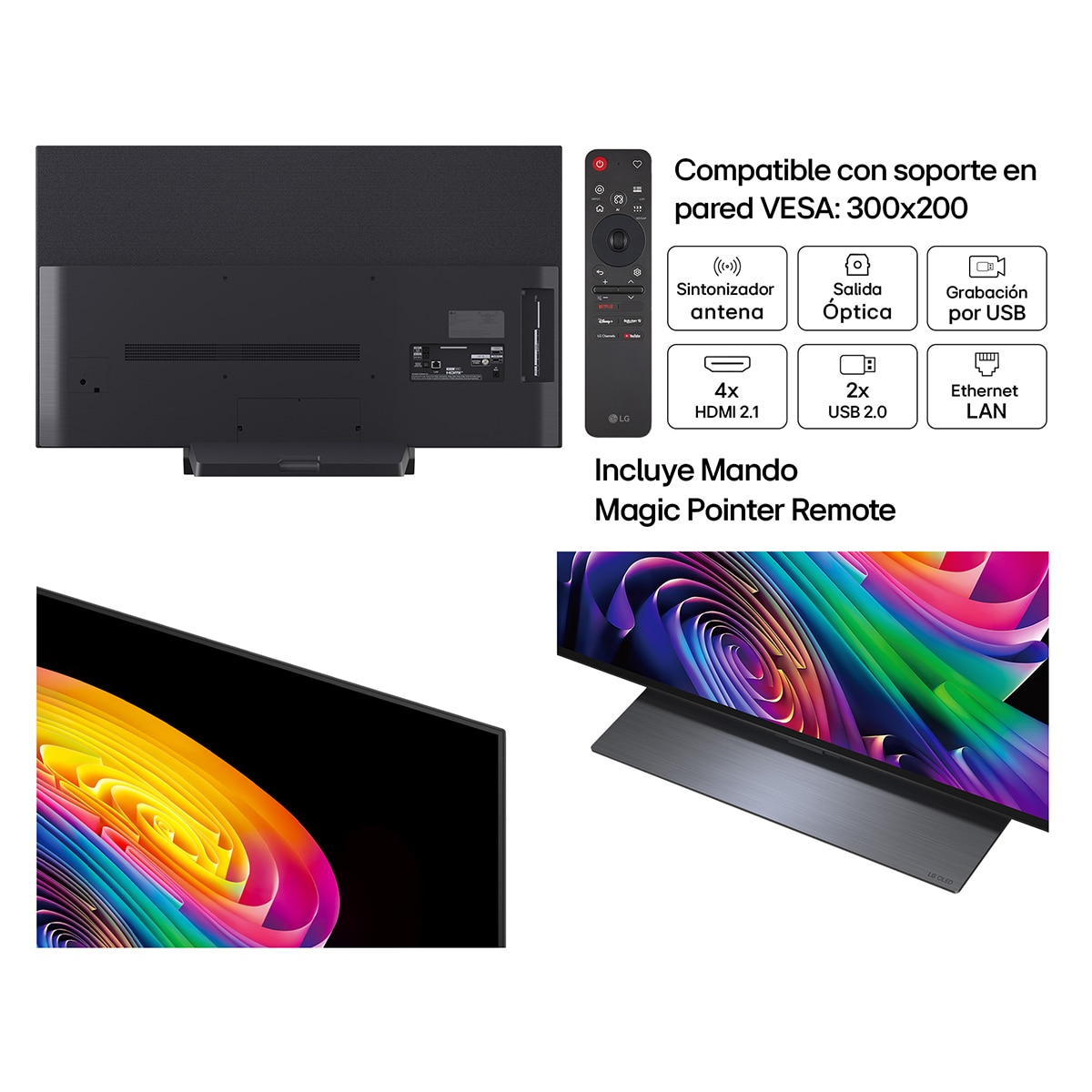 TV OLED evo 121 cm (48") LG OLED48C66LB 4K, Smart TV, AI, C6 - Gris oscuro / Negro Gris oscuro / Negro-3