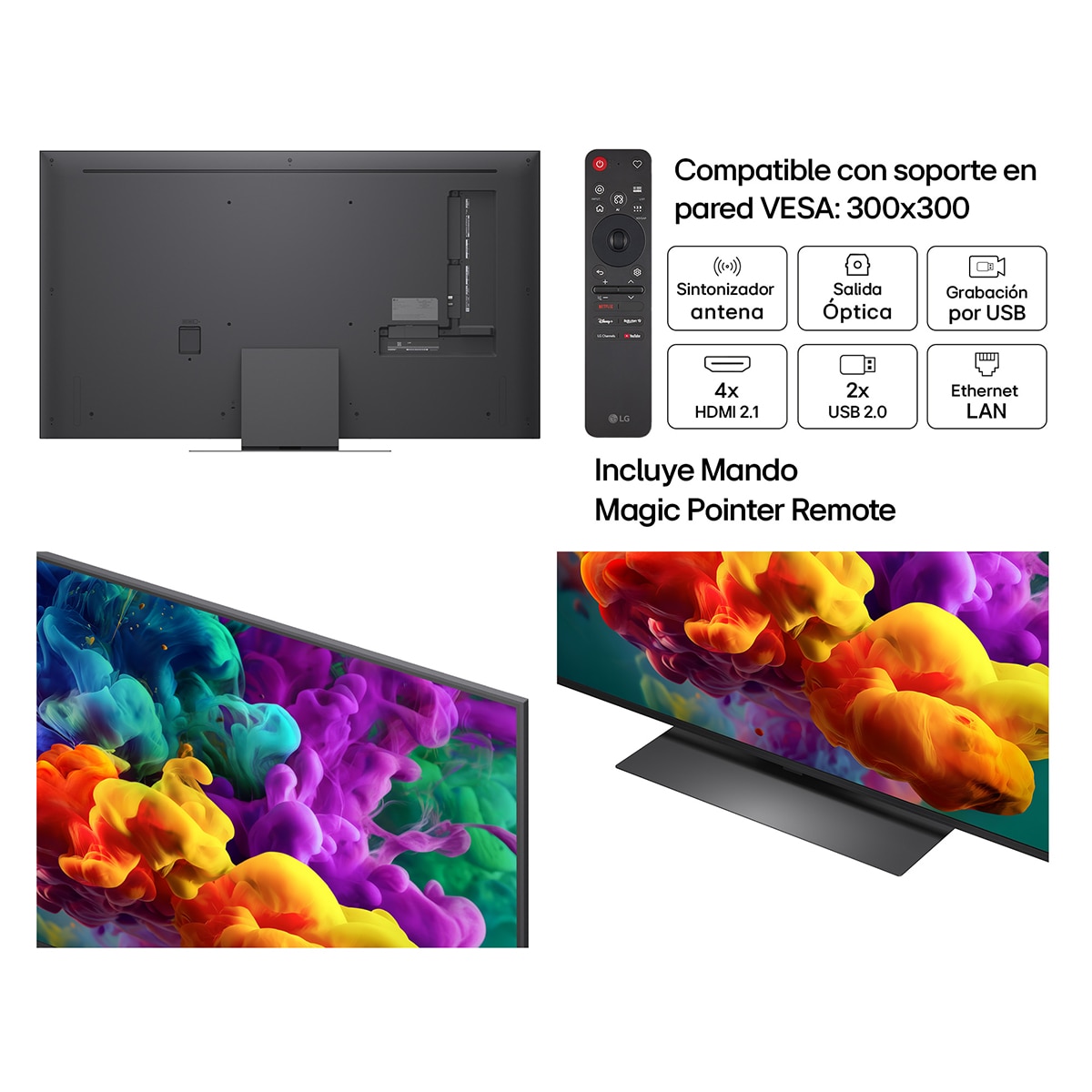 TV QNED evo Mini LED 139 cm (55") LG 55QNED87B6A 4K, Smart TV, AI, QNED87 - Gris oscuro / Negro Gris oscuro / Negro-3