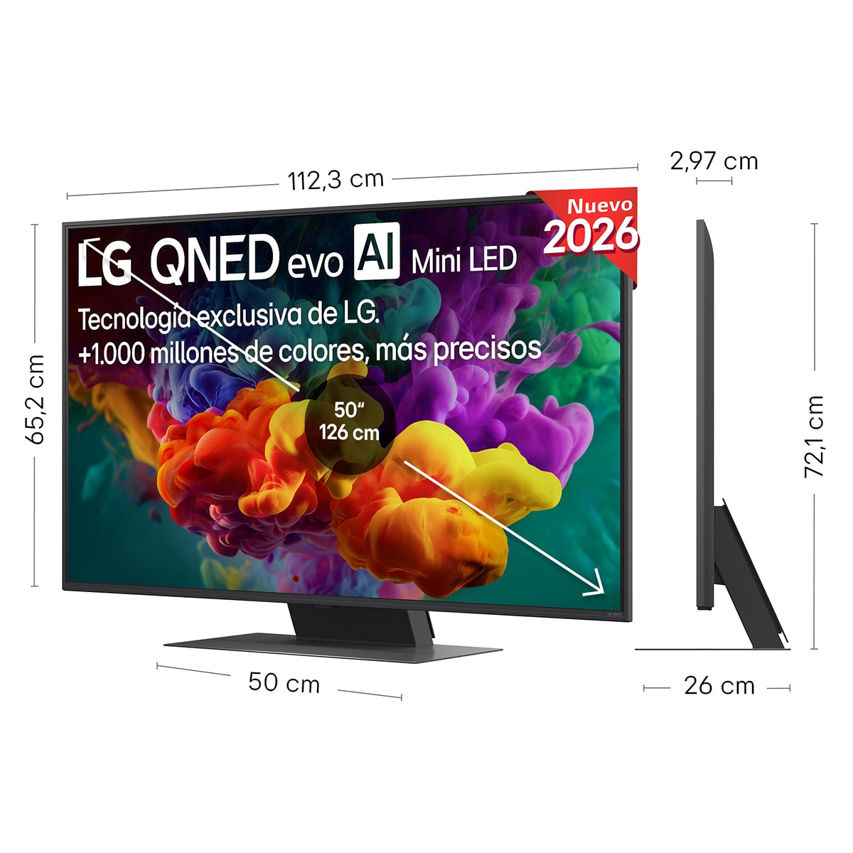 Smart TV LG QNED evo MiniLED AI QNED87 126 cm (50") 50QNED87B6A 4K 2026 Gris oscuro / Negro-2