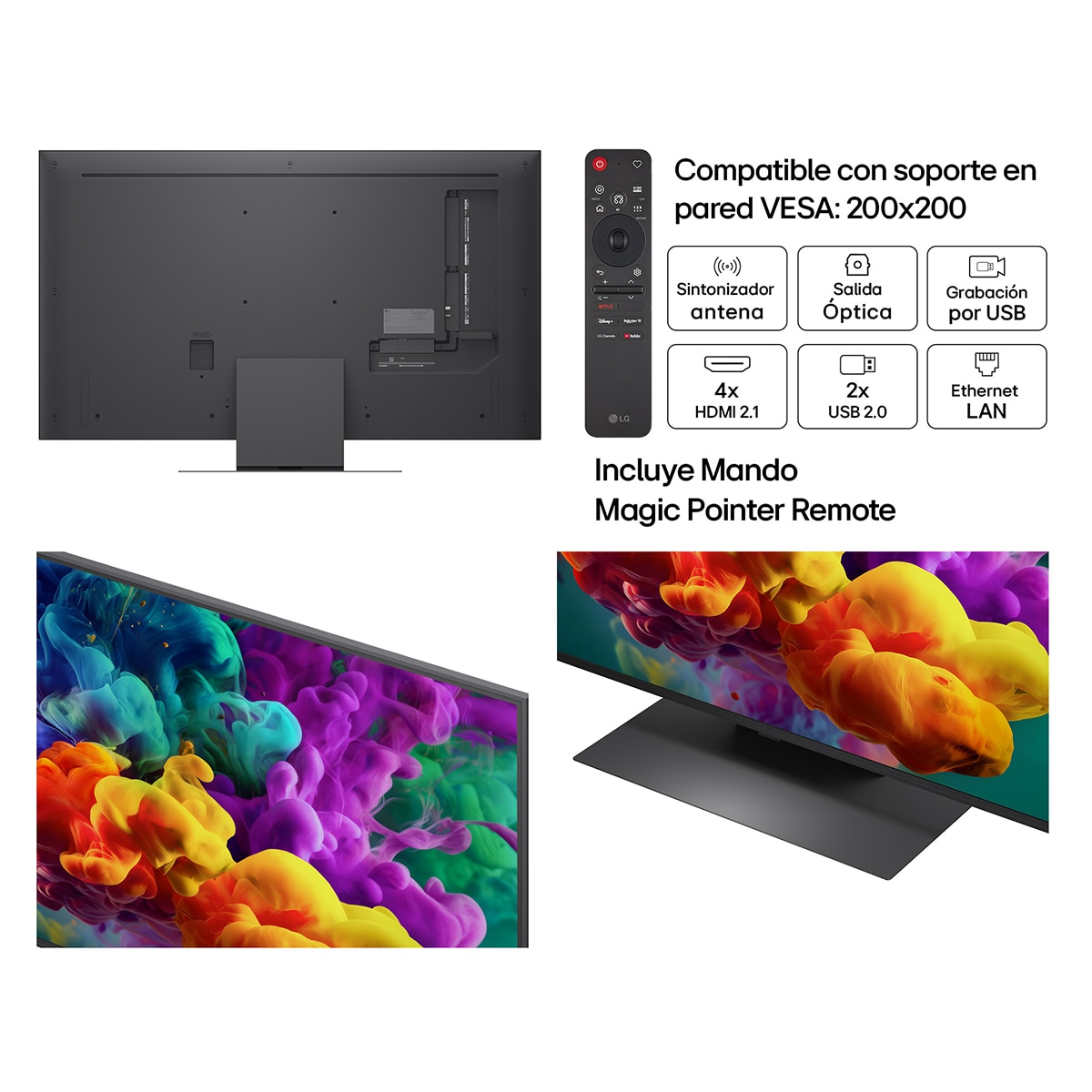 Smart TV LG QNED evo MiniLED AI QNED87 126 cm (50") 50QNED87B6A 4K 2026 Gris oscuro / Negro-3