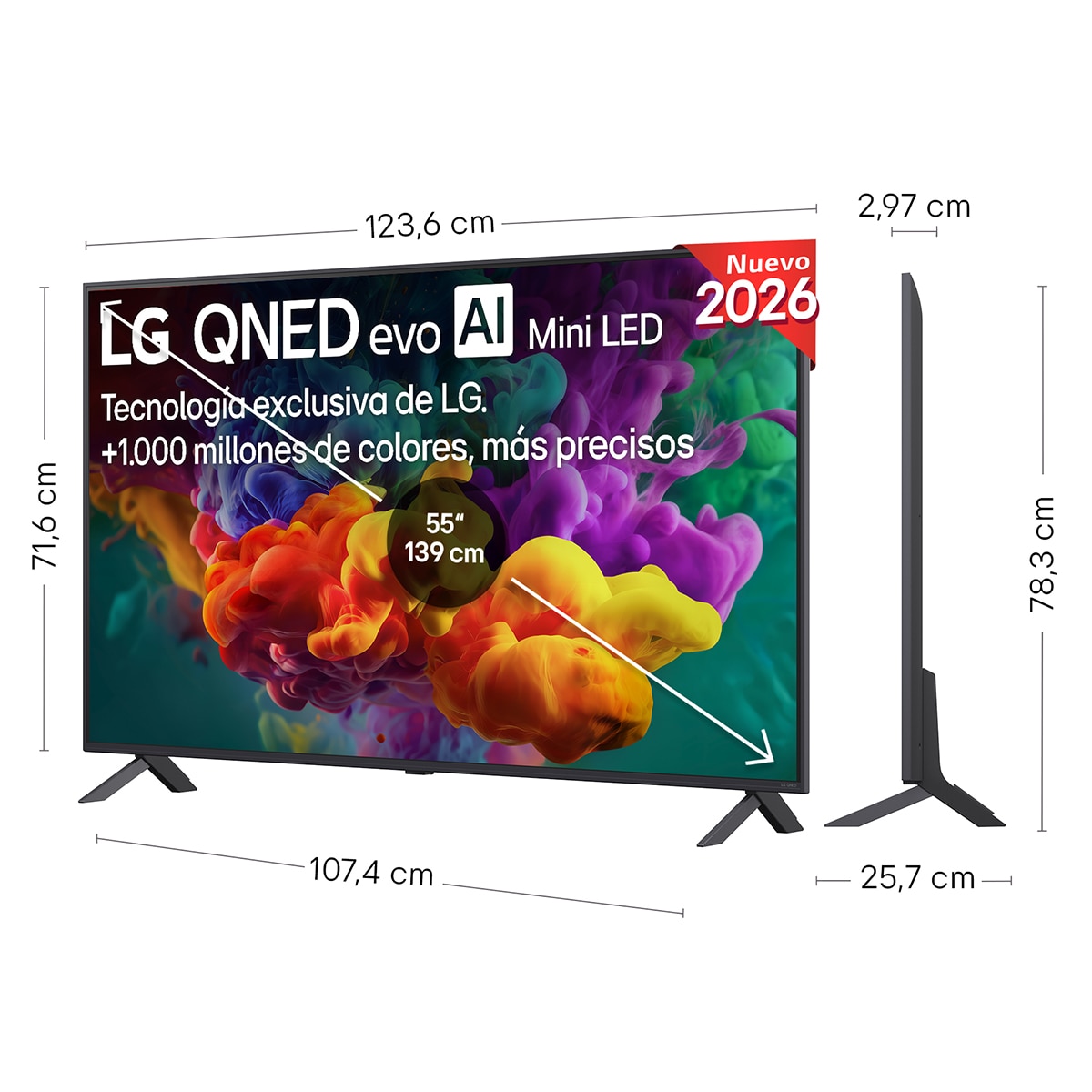 Smart TV LG QNED evo MiniLED AI QNED85 139 cm (55") 55QNED85B6B 4K 2026 Gris oscuro / Negro-2