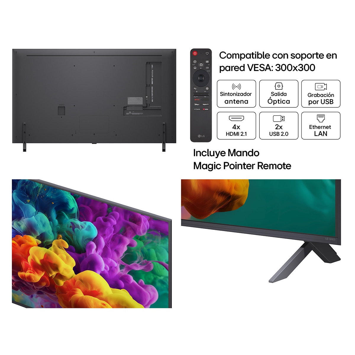 Smart TV LG QNED evo MiniLED AI QNED85 139 cm (55") 55QNED85B6B 4K 2026 Gris oscuro / Negro-3