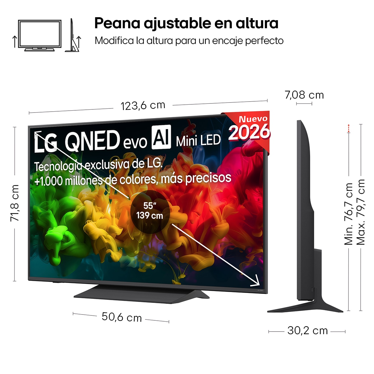 TV QNED evo Mini LED 139 cm (55") LG 55QNED8EB3B 4K, Smart TV, AI, QNED8E - Gris oscuro / Negro Gris oscuro / Negro-2
