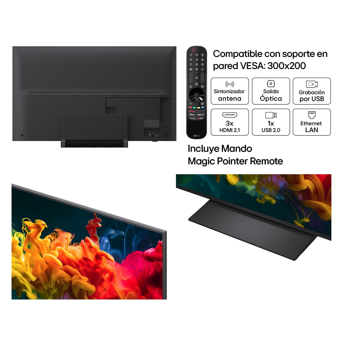 TV QNED evo Mini LED 139 cm (55") LG 55QNED8EB3B 4K, Smart TV, AI, QNED8E - Gris oscuro / Negro Gris oscuro / Negro-3
