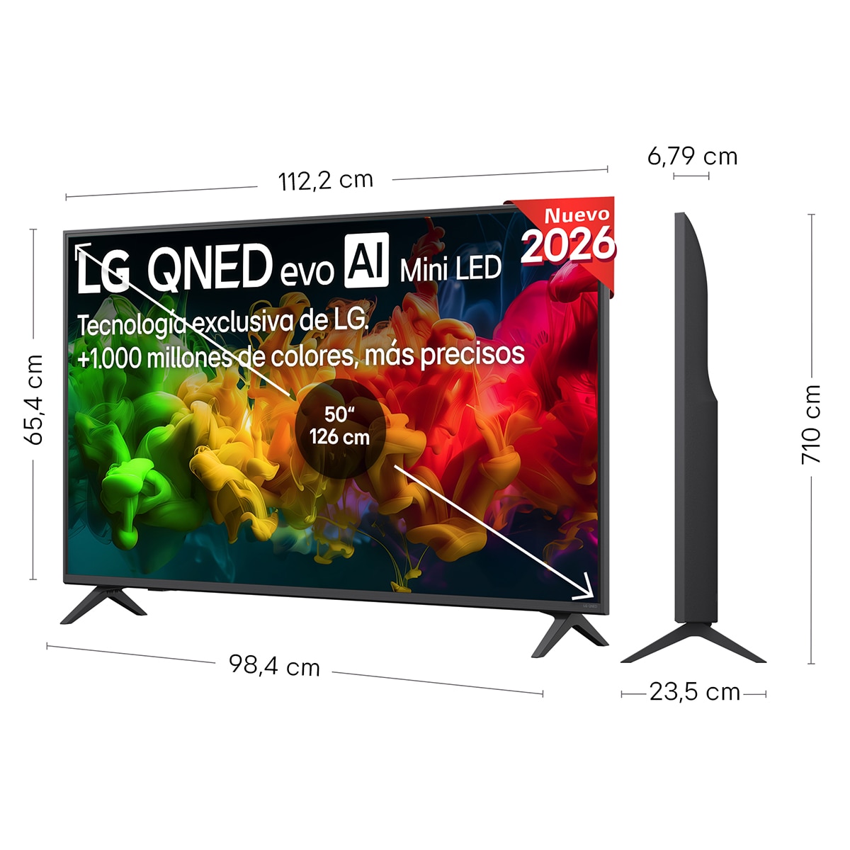 Smart TV LG QNED evo MiniLED AI QNED8E 126 cm (50") 50QNED8EB3F 4K 2026 Gris oscuro / Negro-2