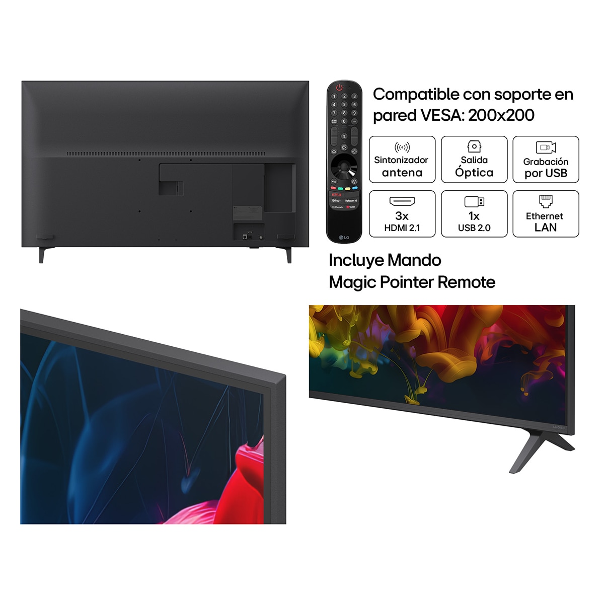 Smart TV LG QNED evo MiniLED AI QNED8E 126 cm (50") 50QNED8EB3F 4K 2026 Gris oscuro / Negro-3