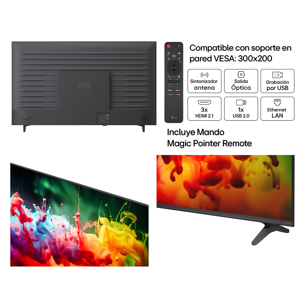 TV QNED Mini LED 139 cm (55") LG 55QNED70B6C 4K, Smart TV, AI, QNED70 Gris oscuro / Negro-3