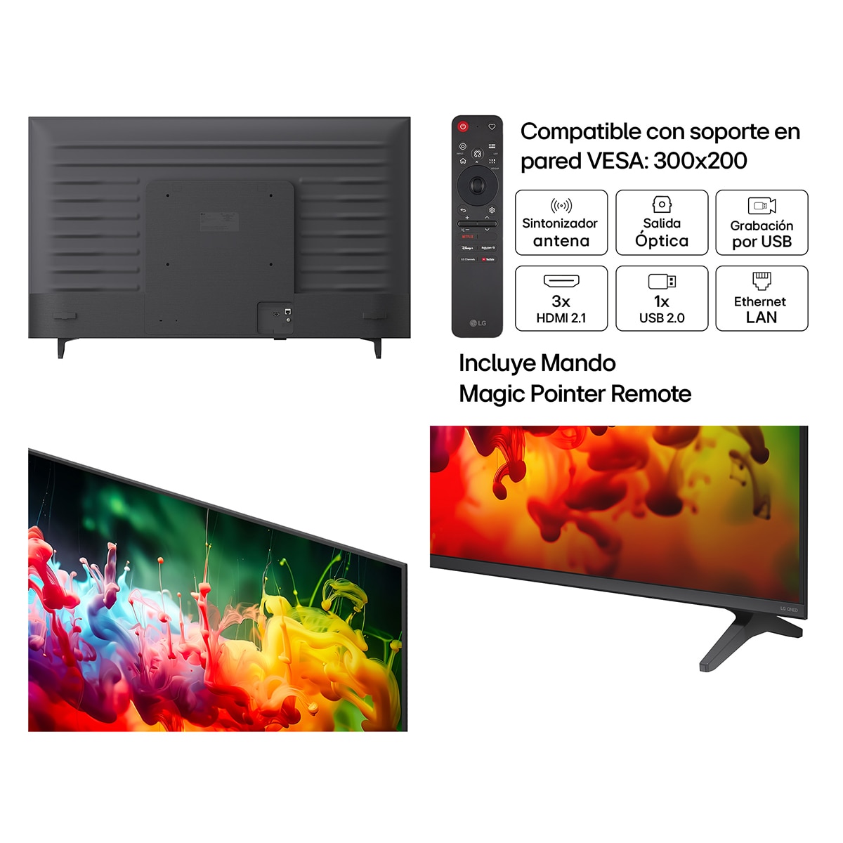 TV QNED Mini LED 126 cm (50") LG 50QNED70B6C 4K, Smart TV, AI, QNED70 - Gris oscuro / Negro Gris oscuro / Negro-3