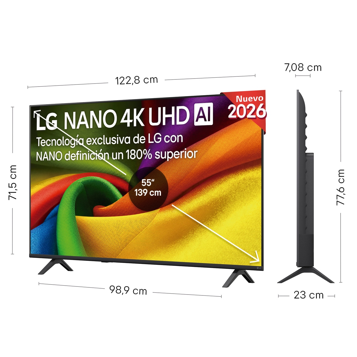 Smart TV LG NANO 4K UHD AI NU90 139 cm (55") 55NU900B6LA 4K 2026 Gris oscuro / Negro-2