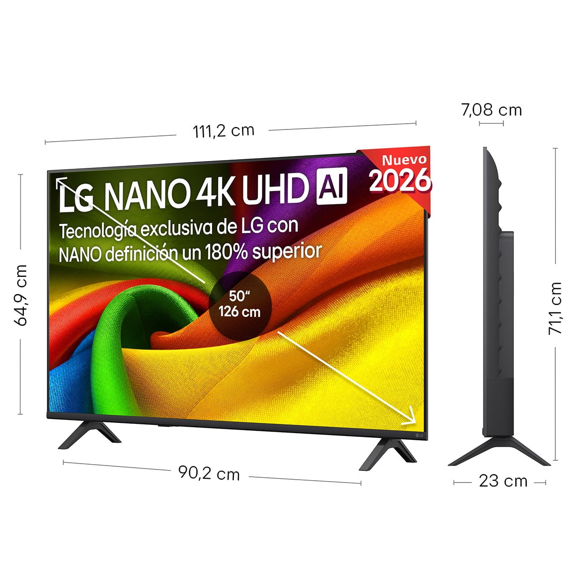 Smart TV LG NANO 4K UHD AI NU90 126 cm (50") 50NU900B6LA 4K 2026 Gris oscuro / Negro-2