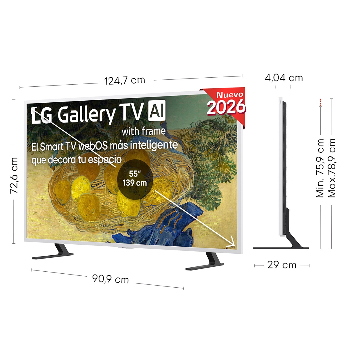 TV QNED Mini LED 139 cm (55") LG 55LX7B6LA 4K, Smart TV, LifeStyle LX7B6 - Gris oscuro / Negro Gris oscuro / Negro-2