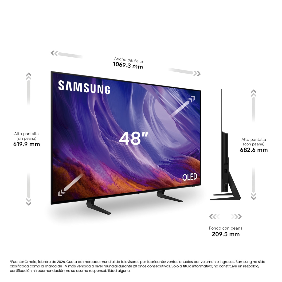 TV OLED 122cm (48") Samsung TQ48S83HAEXXCC 4K Smart TV con Vision AI. 120Hz Ultimate Gaming Pack Negro-2