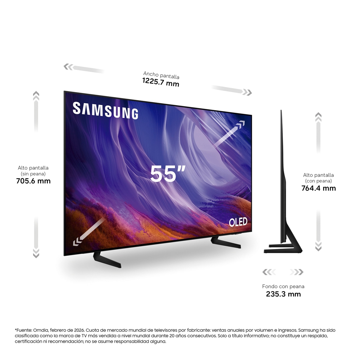 TV OLED 138cm (55") Samsung TQ55S83HAEXXCC 4K Smart TV con Vision AI. 120Hz Ultimate Gaming Pack Negro-2
