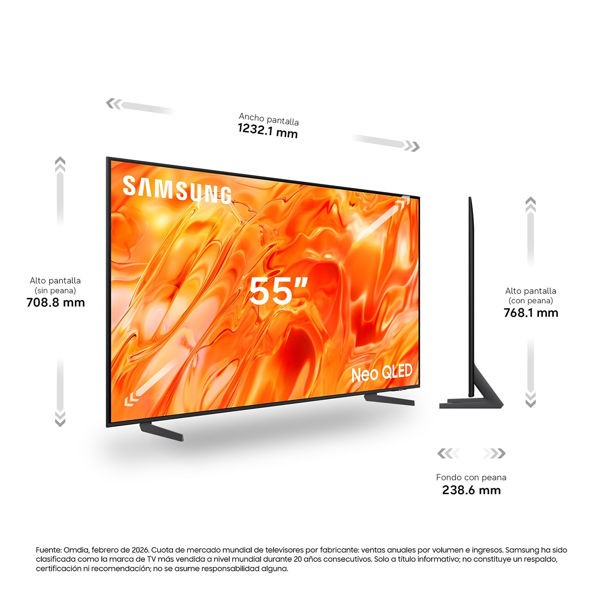 TV Neo QLED Mini LED 138cm (55") Samsung TQ55QN70HAUXXC 4K Smart TV con Vision AI Football Mode Negro-2