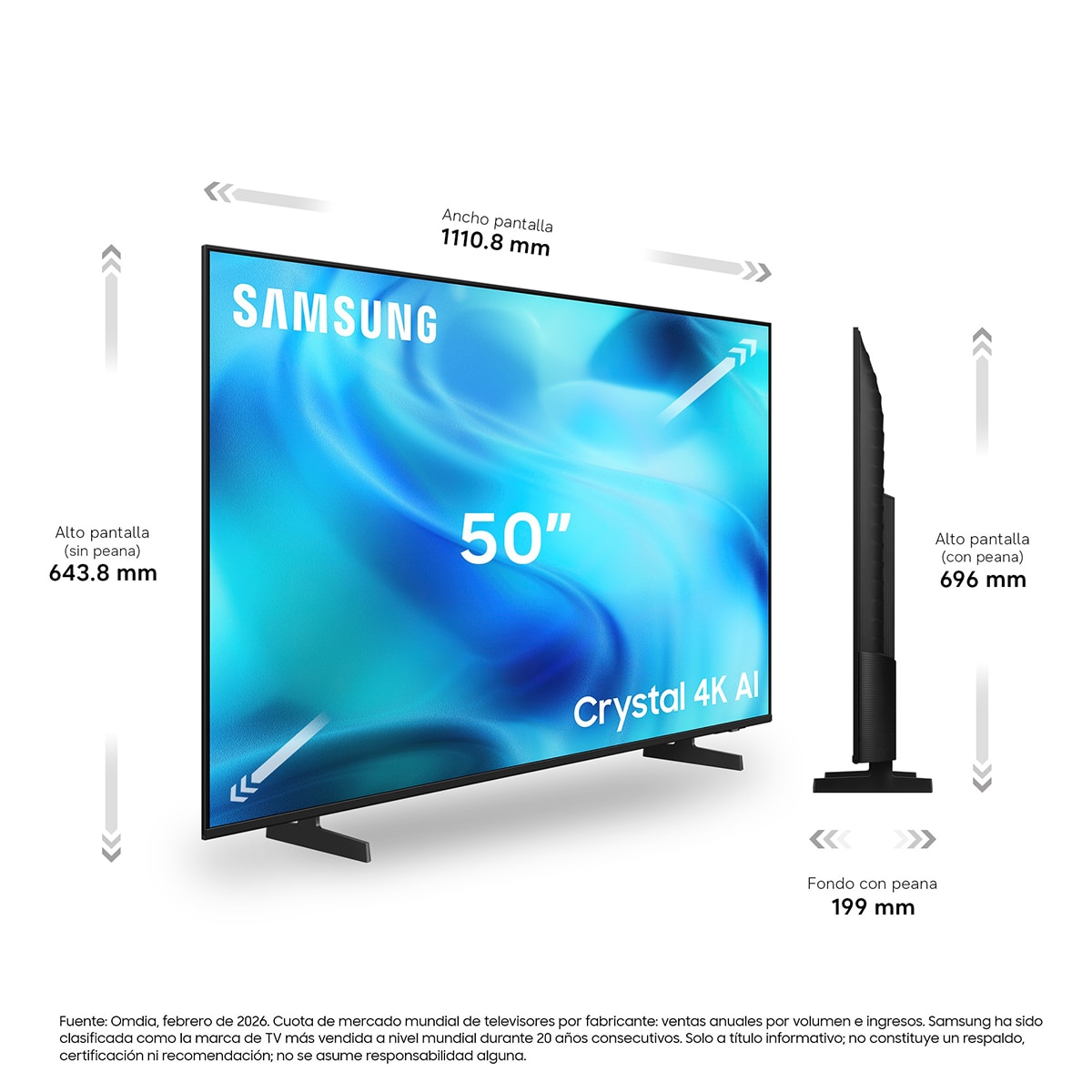 TV LED 127cm (50") Samsung TU50U7005HUXXC 4K Smart TV con Gaming Hub 120Hz Negro-2