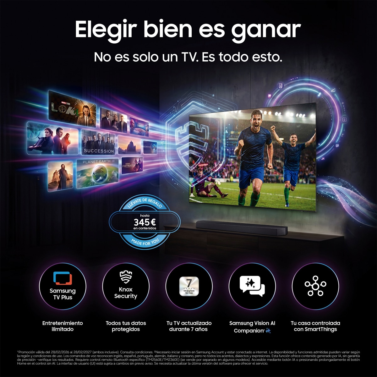 TV LED 127cm (50") Samsung TU50U7005HUXXC 4K Smart TV con Gaming Hub 120Hz Negro-7