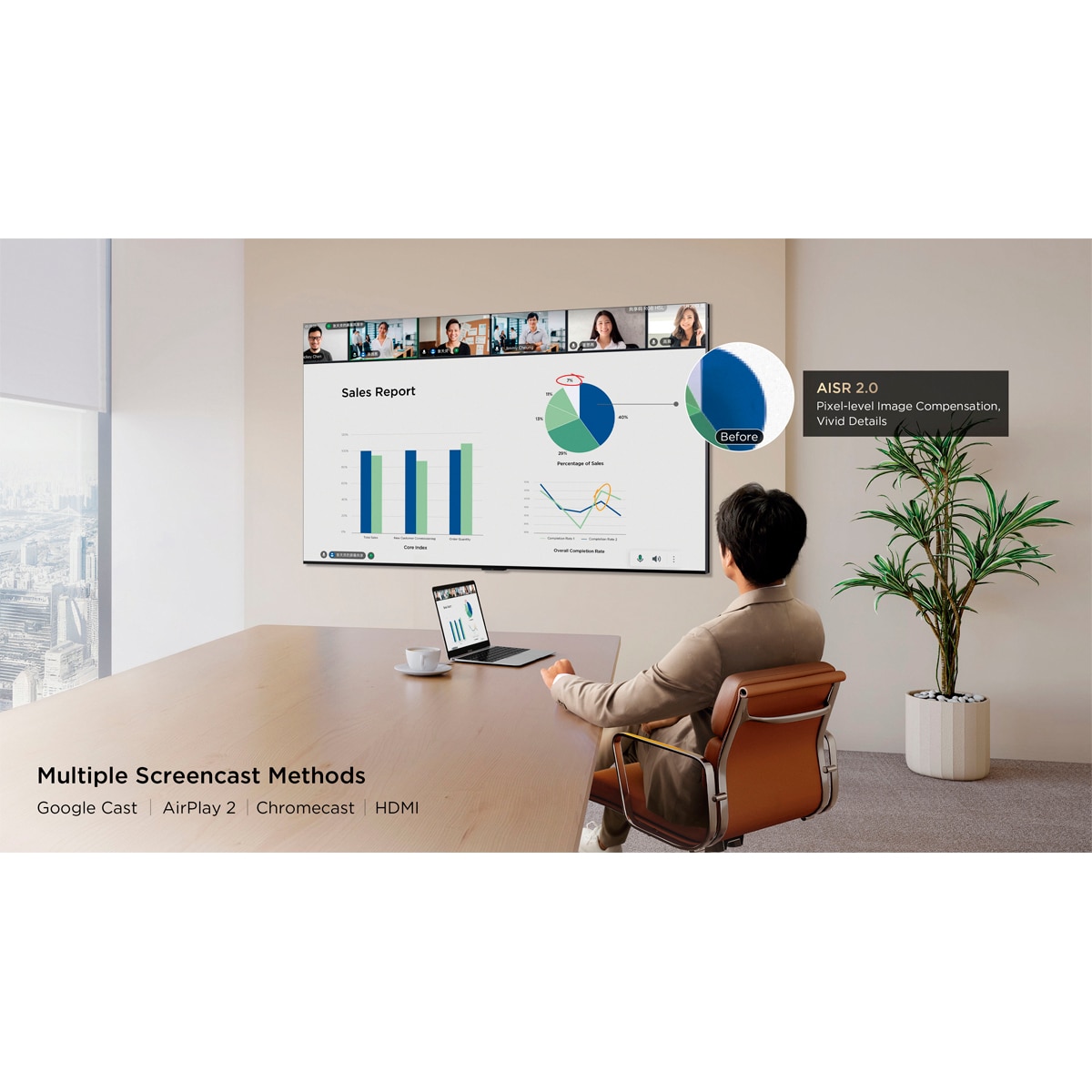 TV QD-MiniLED 139cm (55") TCL 55A400U, 4K HDR 2500 nits, Google TV, Dolby Vision IQ & Atmos, 2.0 Onkyo, 144Hz, AirPlay 2 Acero oscuro-4