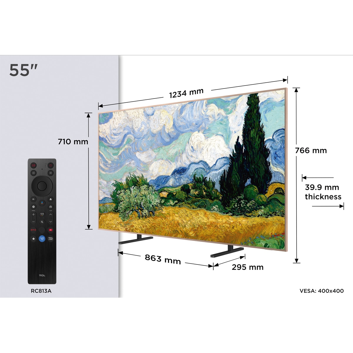 TV QD-MiniLED 139cm (55") TCL 55C6K PRO, 4K HDR 1000 nits, Google TV, Dolby Vision & Atmos, 2.1 Onkyo, 144Hz, AirPlay 2 Acero oscuro-2