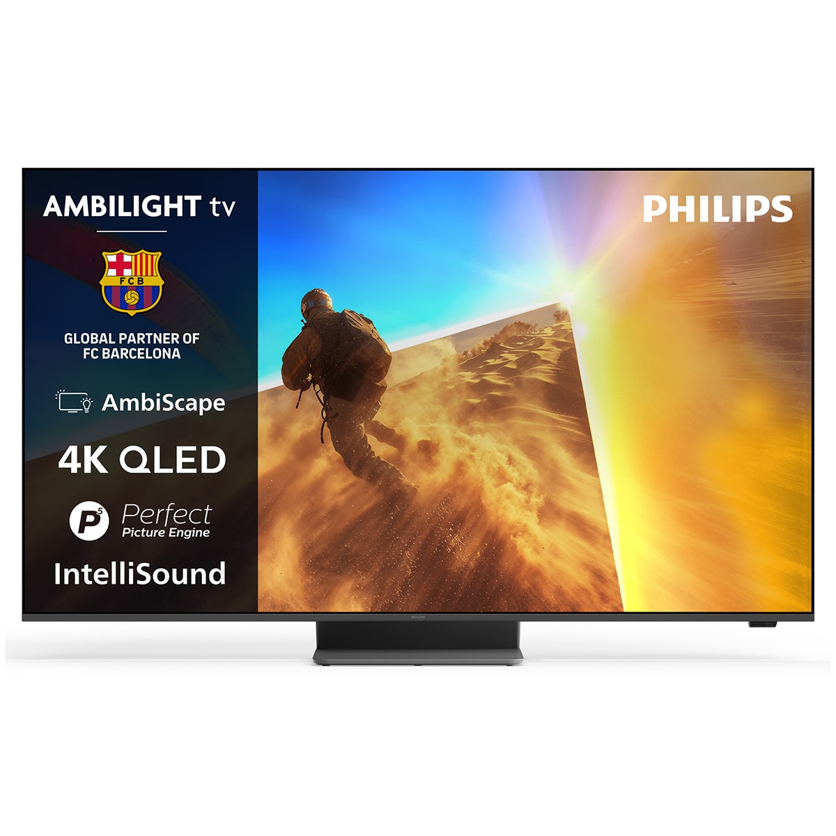 Philips - TV QLED 126cm (50") Philips Ambilight Ambiscape 50PQS8701, 4K UHD 60Hz, P5 Picture Engine HDR10+, Smart TV Titan OS, Dolby Atmos DTS:X,.