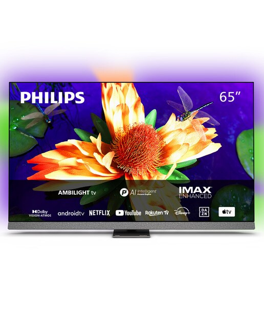 TV OLED 164 cm (65") Philips 65OLED907/12 UHD 4K, Android TV con inteligencia artificial, HDR10+, Dolby Vision & Dolby Atmos Plata-1