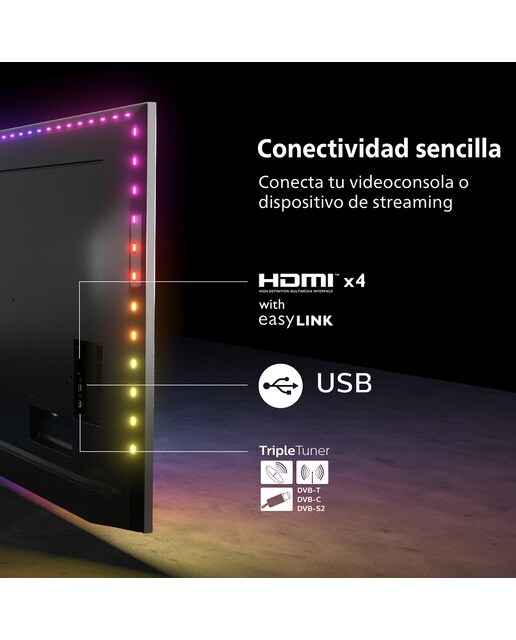 TV OLED 164 cm (65") Philips 65OLED907/12 UHD 4K, Android TV con inteligencia artificial, HDR10+, Dolby Vision & Dolby Atmos Plata-9