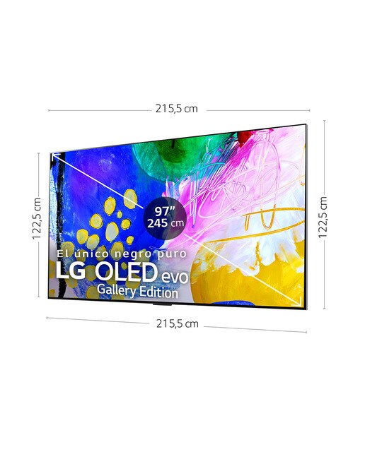 TV OLED 245 cm (97'') LG OLED97G29LA Evo Gallery Edition 4K, HDR Dolby Vision, HDR10, Dolby Atmos. Para colgar en pared con soporte incluido Plata / Negro-2