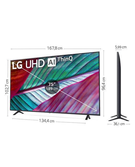 TV LED 189 cm (75") LG 75UR78006 4K, HDR10, Dolby Digital Plus, Smart TV, webOS23 Grafito-3