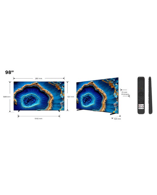 TV QD Mini LED 248 cm (98") TCL 98C805, 4K UHD 1600 nits, Smart Google TV Dolby Vision y Atmos, sonido Onkyo 2.1, Motion Clarity Pro de 144 Hz Titanio-2