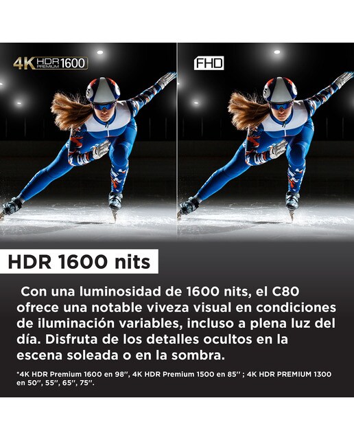 TV QD Mini LED 248 cm (98") TCL 98C805, 4K UHD 1600 nits, Smart Google TV Dolby Vision y Atmos, sonido Onkyo 2.1, Motion Clarity Pro de 144 Hz Titanio-6