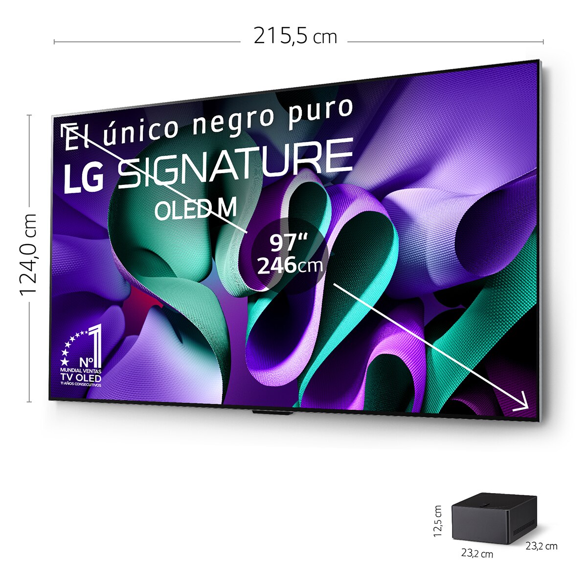 TV OLED Signature 246 cm (97") LG OLED97M49LA 4K Inalámbrico con Smart TV WebOS24 para instalar en pared con soporte incluido Negro / Plata-2