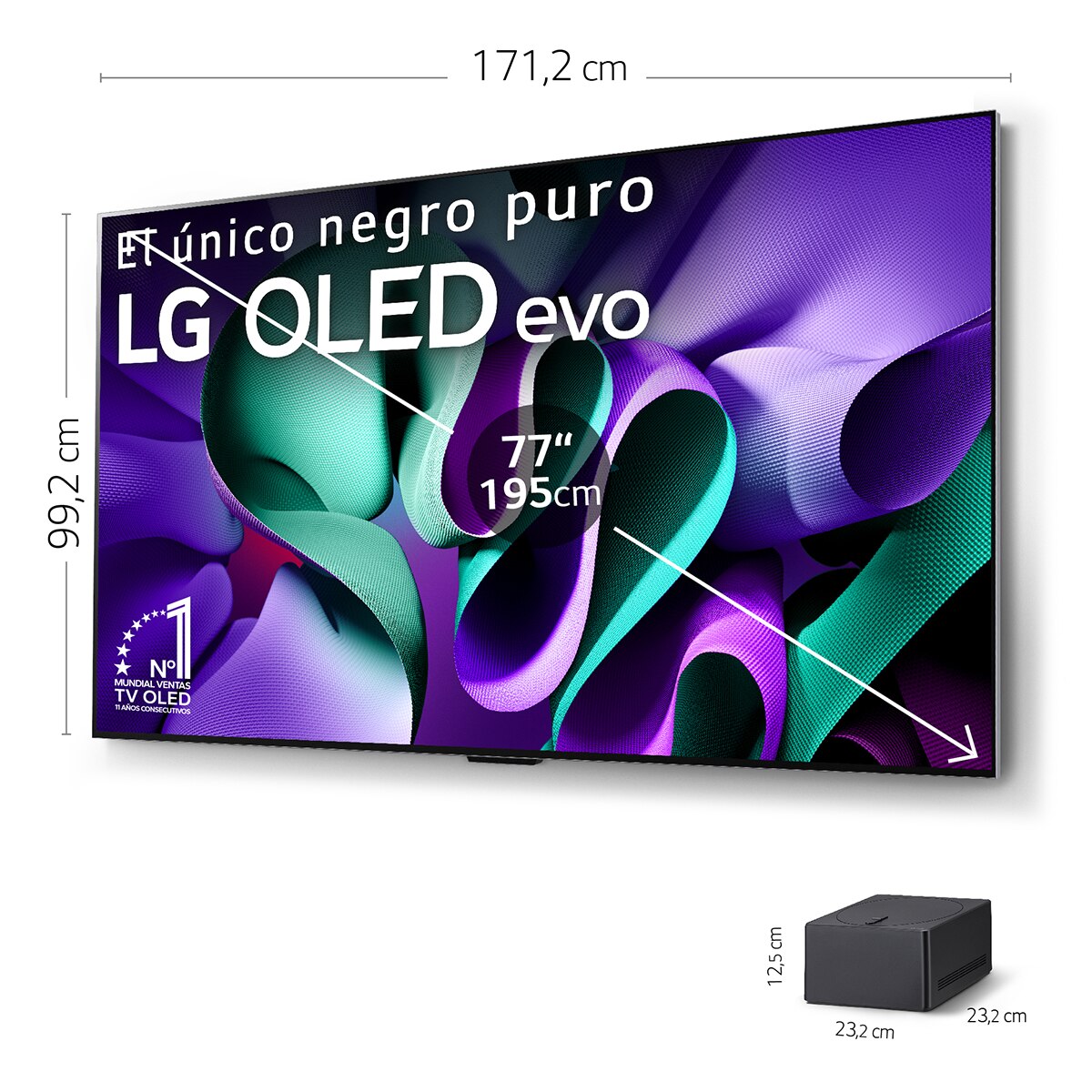 TV OLED evo* 195cm ( 77") LG OLED77M49LA 4K Inalámbrico con Smart TV WebOS24 para instalar en pared con soporte incluido Negro / Plata-2