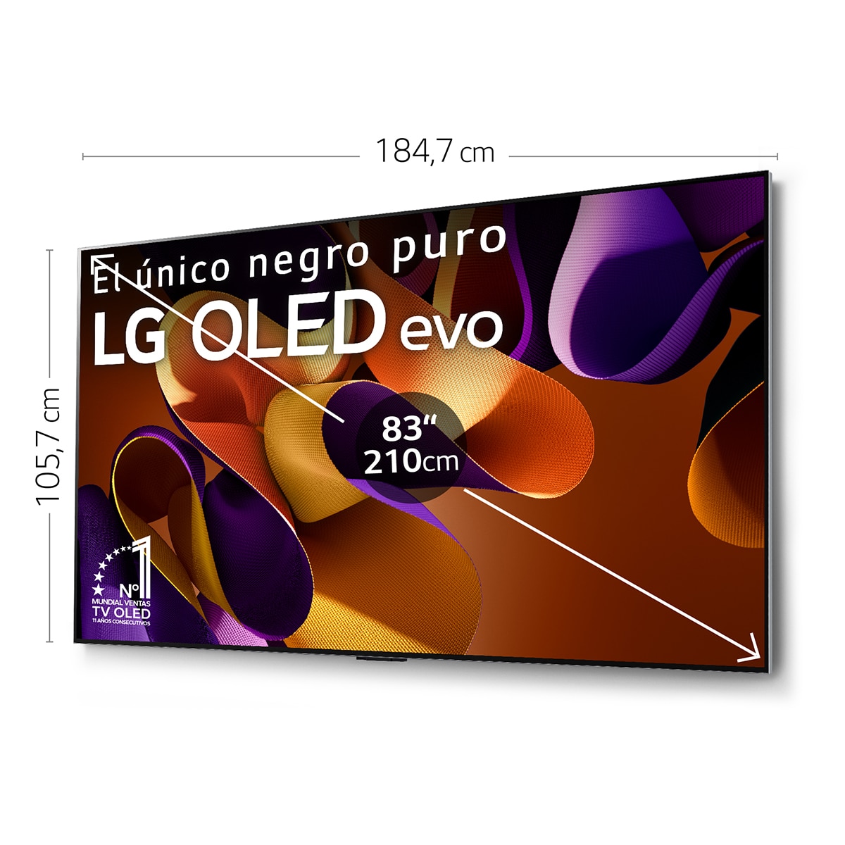 TV OLED evo* 210cm (83") LG OLED83G45LW 4K con Smart TV WebOS24 para instalar en pared con soporte incluido Negro / Plata-2
