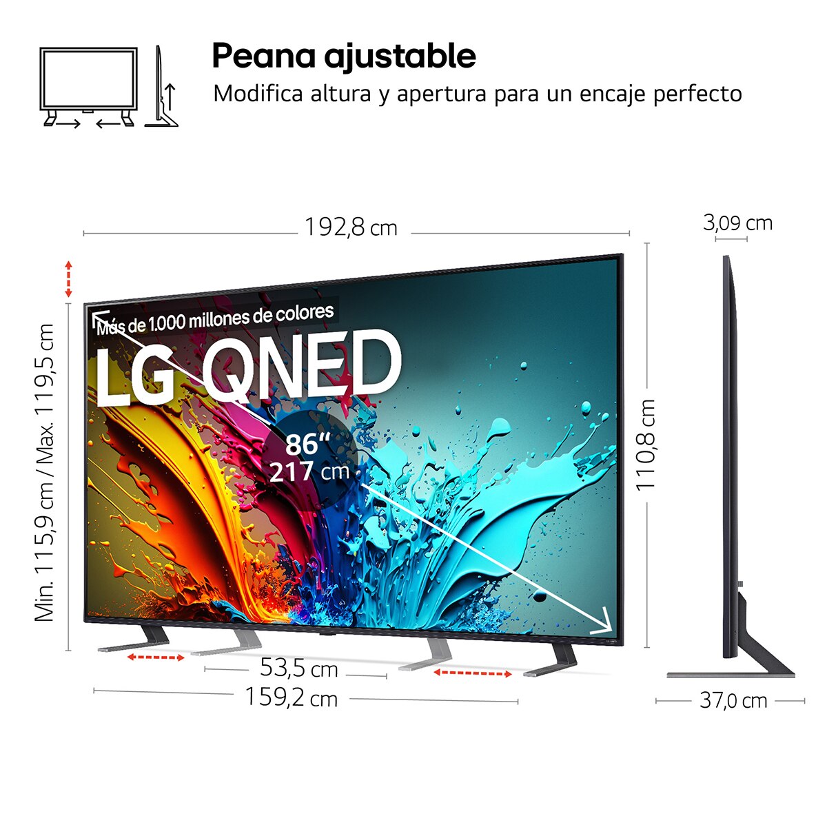 TV QNED 217cm (86") LG 86QNED85T6C 4K con Smart TV WebOS24 Negro / Azul-2