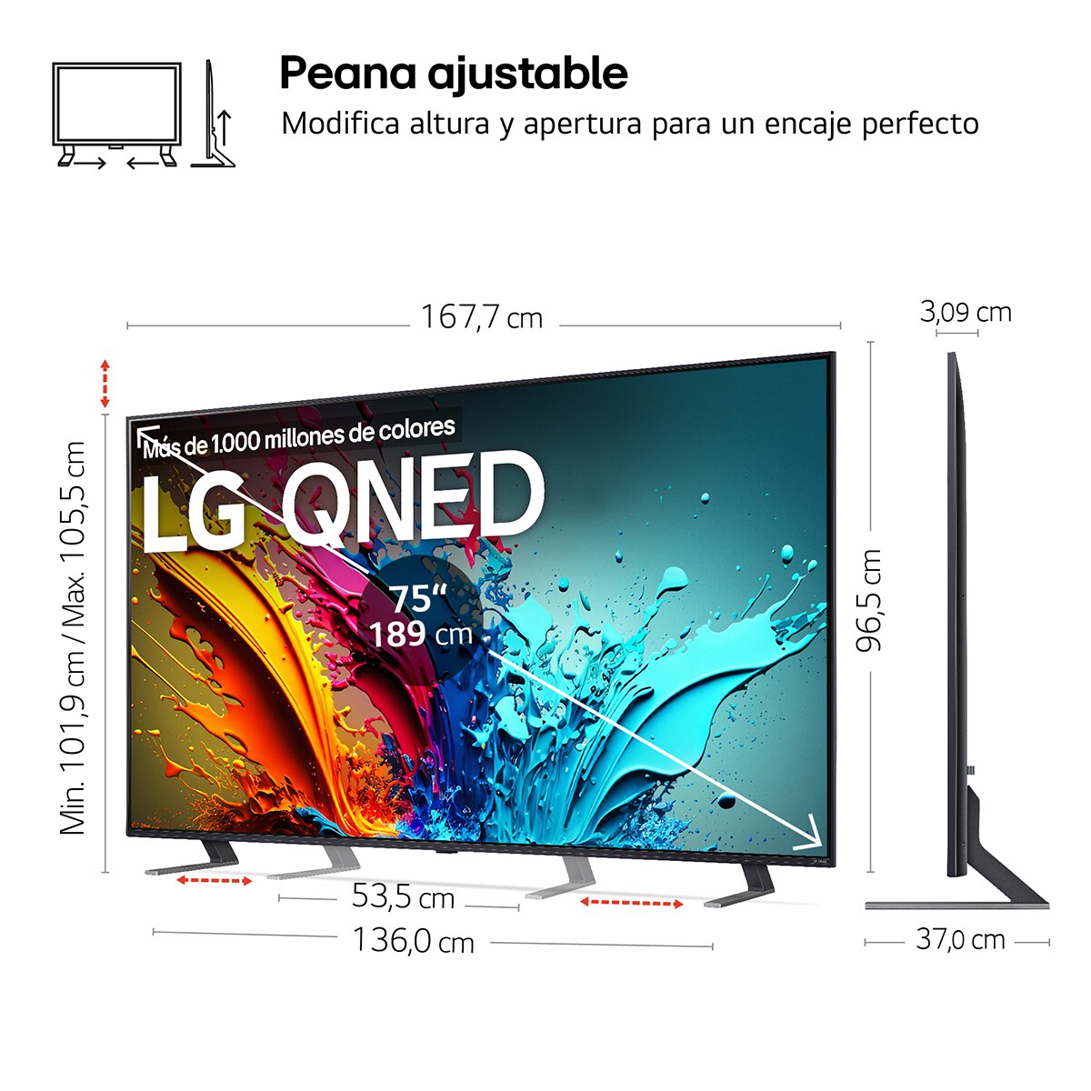 TV QNED 189cm (75") LG 75QNED85T6C 4K con Smart TV WebOS24 Negro / Azul-2