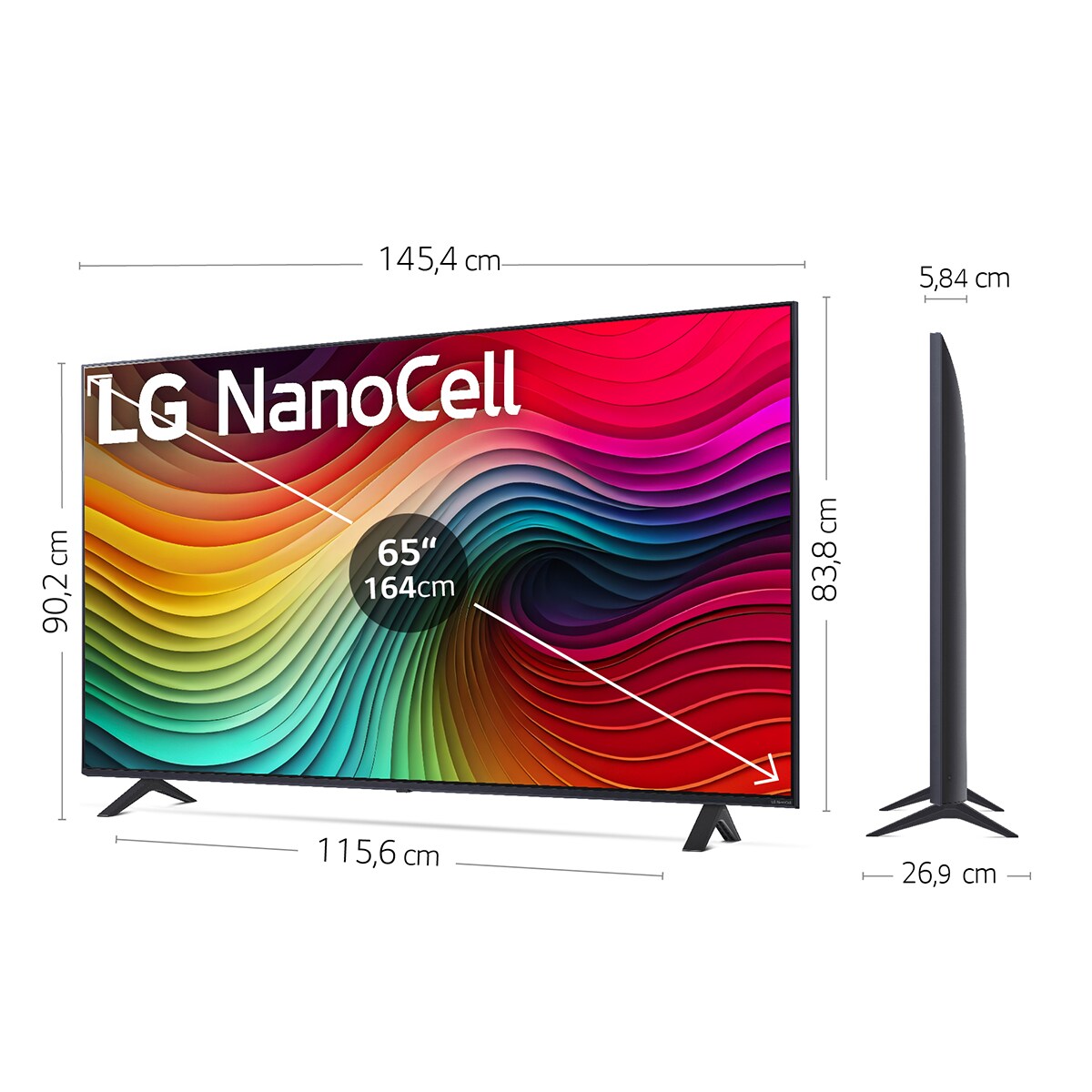 TV LED NanoCell 164cm (65") LG 65NANO81T6A 4K con Smart TV WebOS24 Negro / Marrón-2