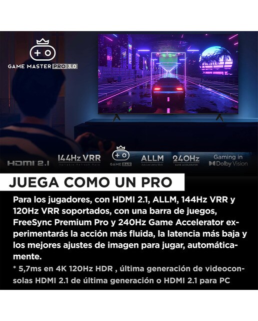 TV QD-MiniLED 215,9cm (85") TCL 85C855, QLED PRO 4K HDR Premium, Smart TV Google TV compatible con Google Assistant Titanio-7