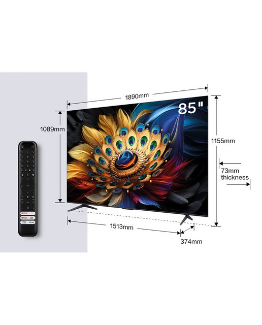 TV QLED 215,9 cm (85") TCL 85C655, 4K UHD, Smart TV by Google TV, Dolby Vision y Atmos, compatible con Google Assistant Titanio-2