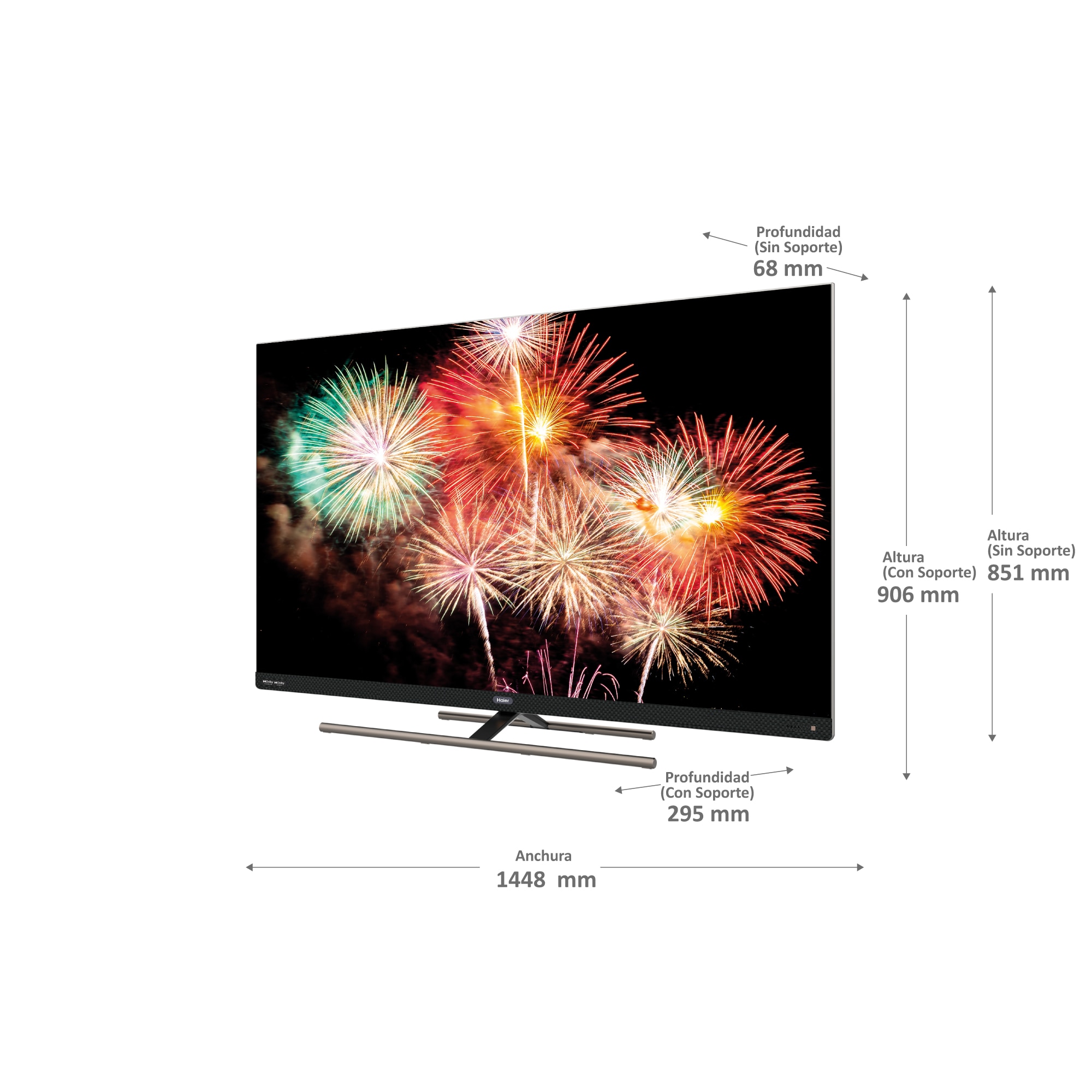 TV QLED Full Array 164cm (65") Haier H65S900UX S90 Series, UHD 4K, Smart Google TV, HDR10, Dolby Vision Plata-2