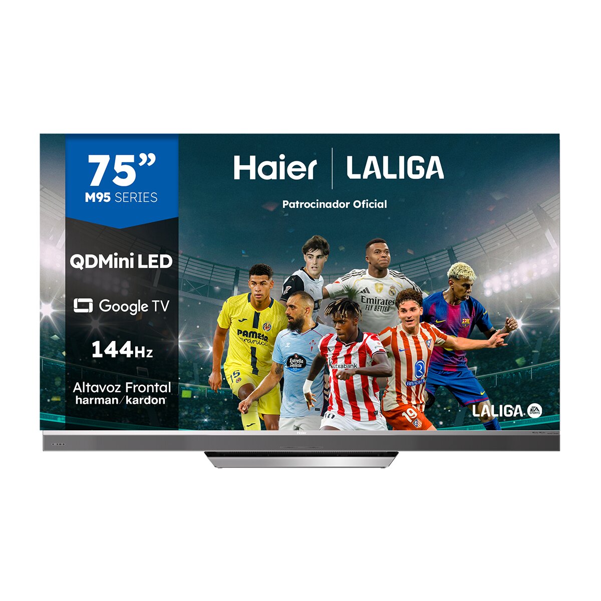 TV QLED MiniLED 190cm (75") Haier H75M95EUX M95E Series, UHD 4K, Smart Google TV, Dolby Vision, Harman Kardon Plata-1