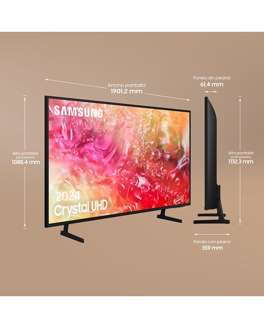 TV LED 214 cm (85") Samsung TU85DU7105KXXC 4K Procesador Crystal UHD Smart TV Negro-2