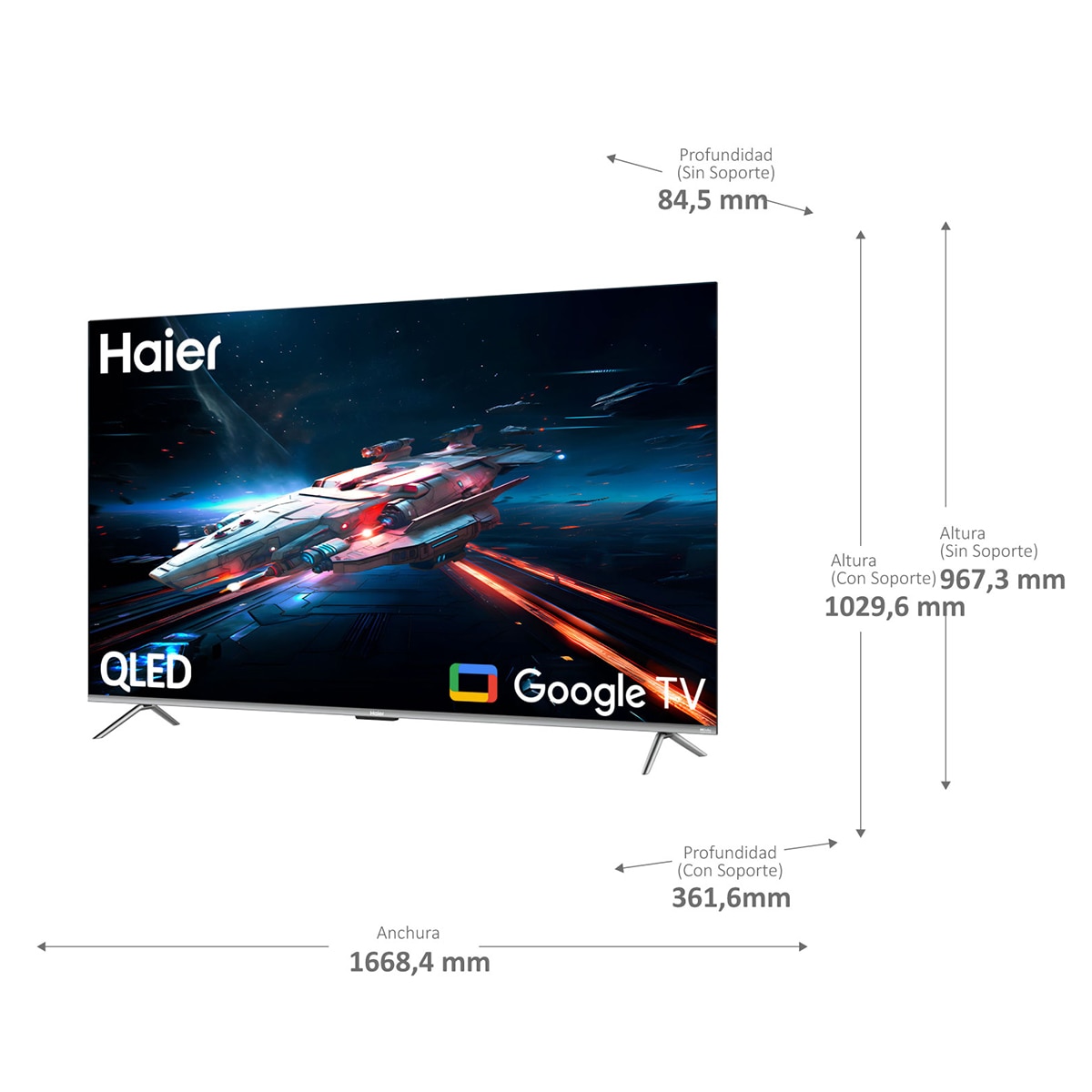 TV QLED 189cm (75") Haier H75Q800UX 4K UHD, Smart Google TV, Dolby Vision, HDR10 2