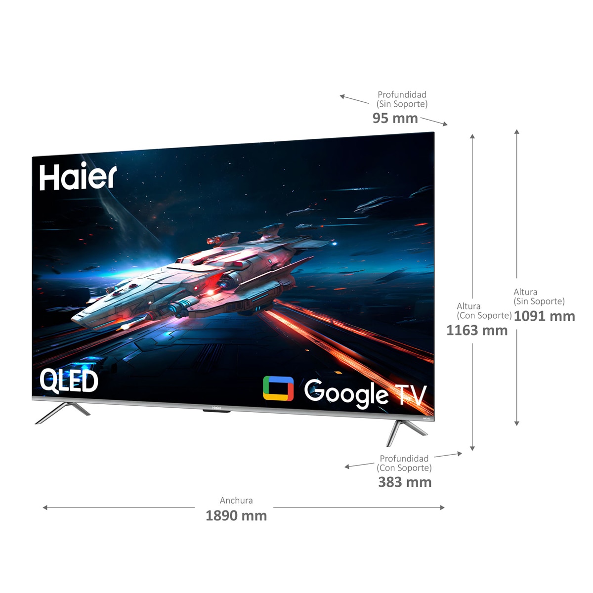 TV QLED 215,9cm (85") Haier H85Q800UX 4K UHD, Smart Google TV, Dolby Vision, HDR10 2