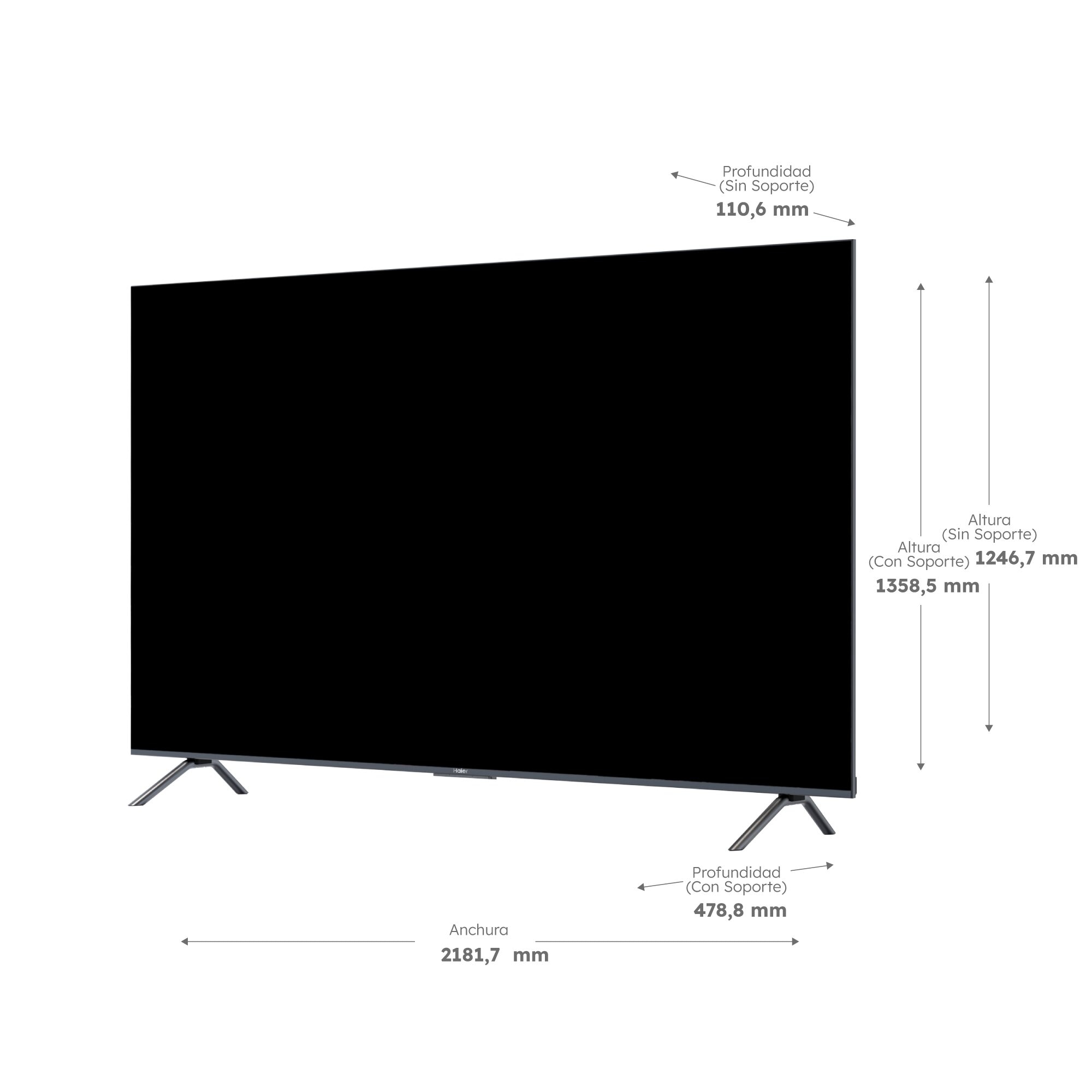 TV QLED 247cm (98") Haier H98S900UX 4K UHD, Full Array, Smart Google TV, Dolby Vision, Dolby Atmos Plata-2