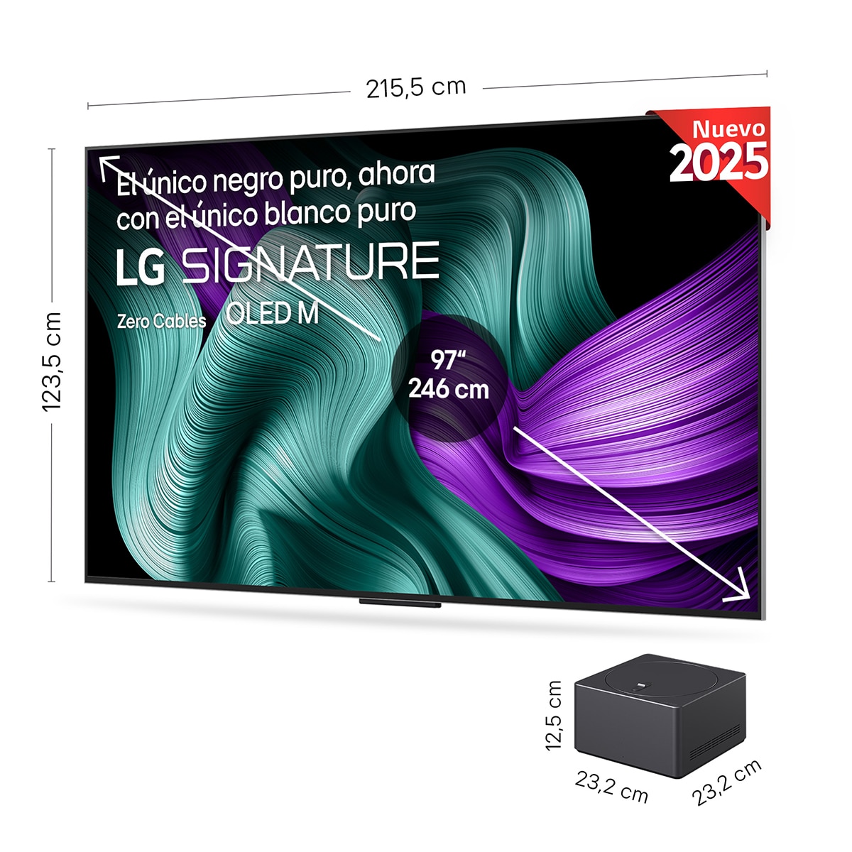 TV OLED evo AI M5 246cm (97") LG OLED97M59LA, Smart TV 4K inalámbrico, soporte pared incluido Negro-2