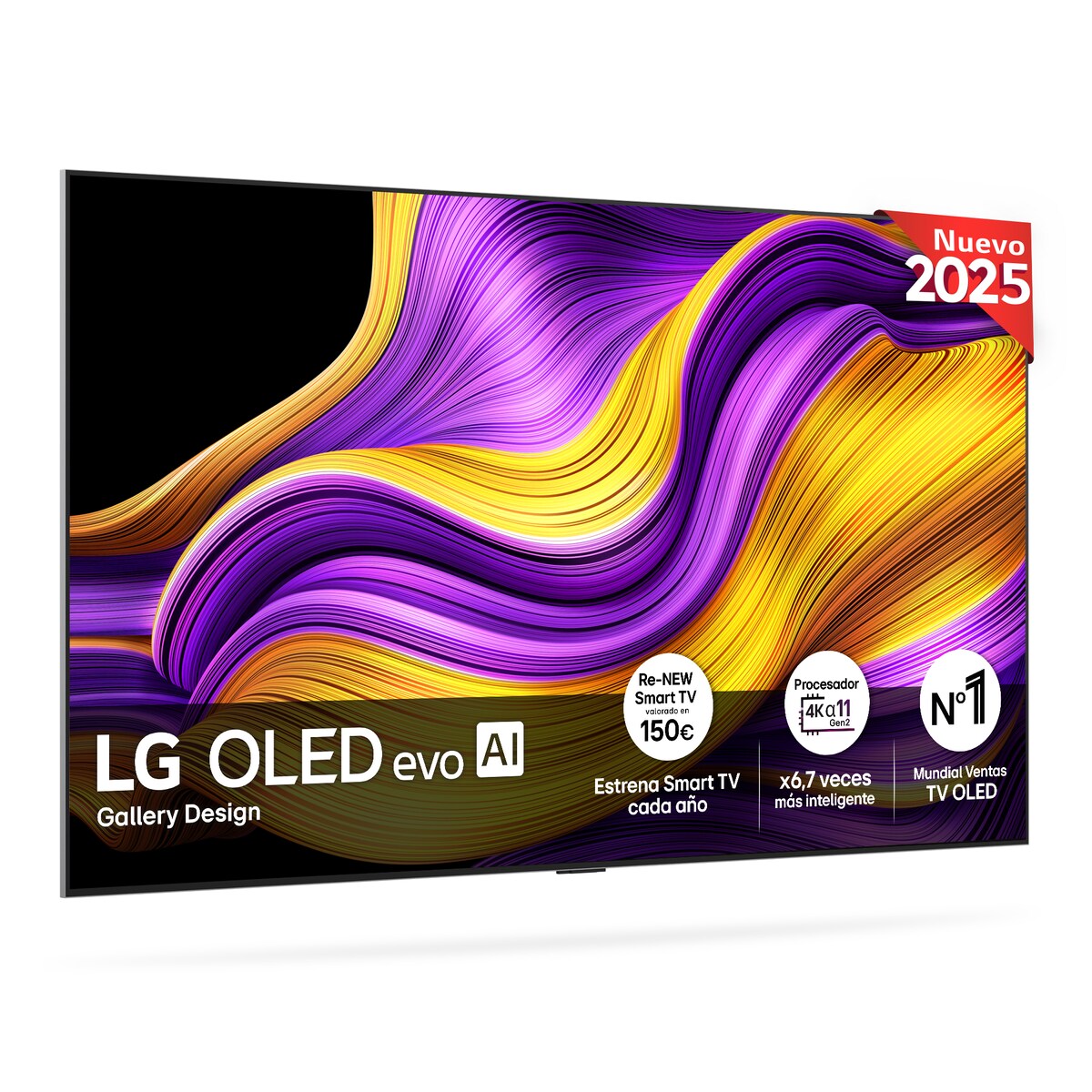 TV OLED evo AI G5 195cm (77") LG OLED77G55LW, Smart TV 4K, soporte pared incluido Negro-2
