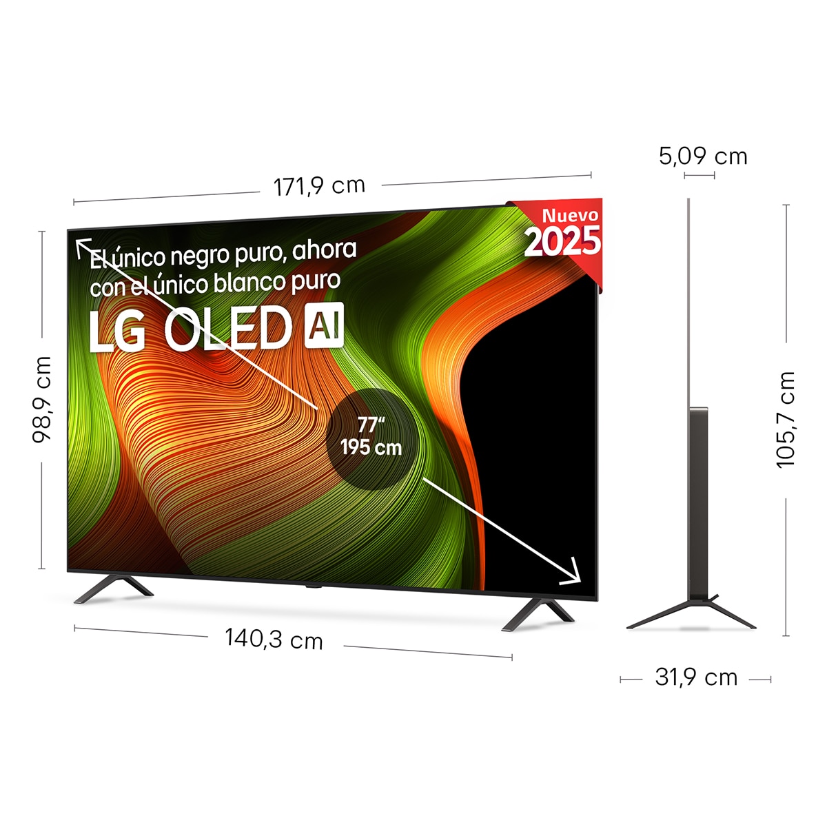 TV OLED AI B5 195cm (77") LG OLED77B56LA, Smart TV 4K Marrón oscuro-2