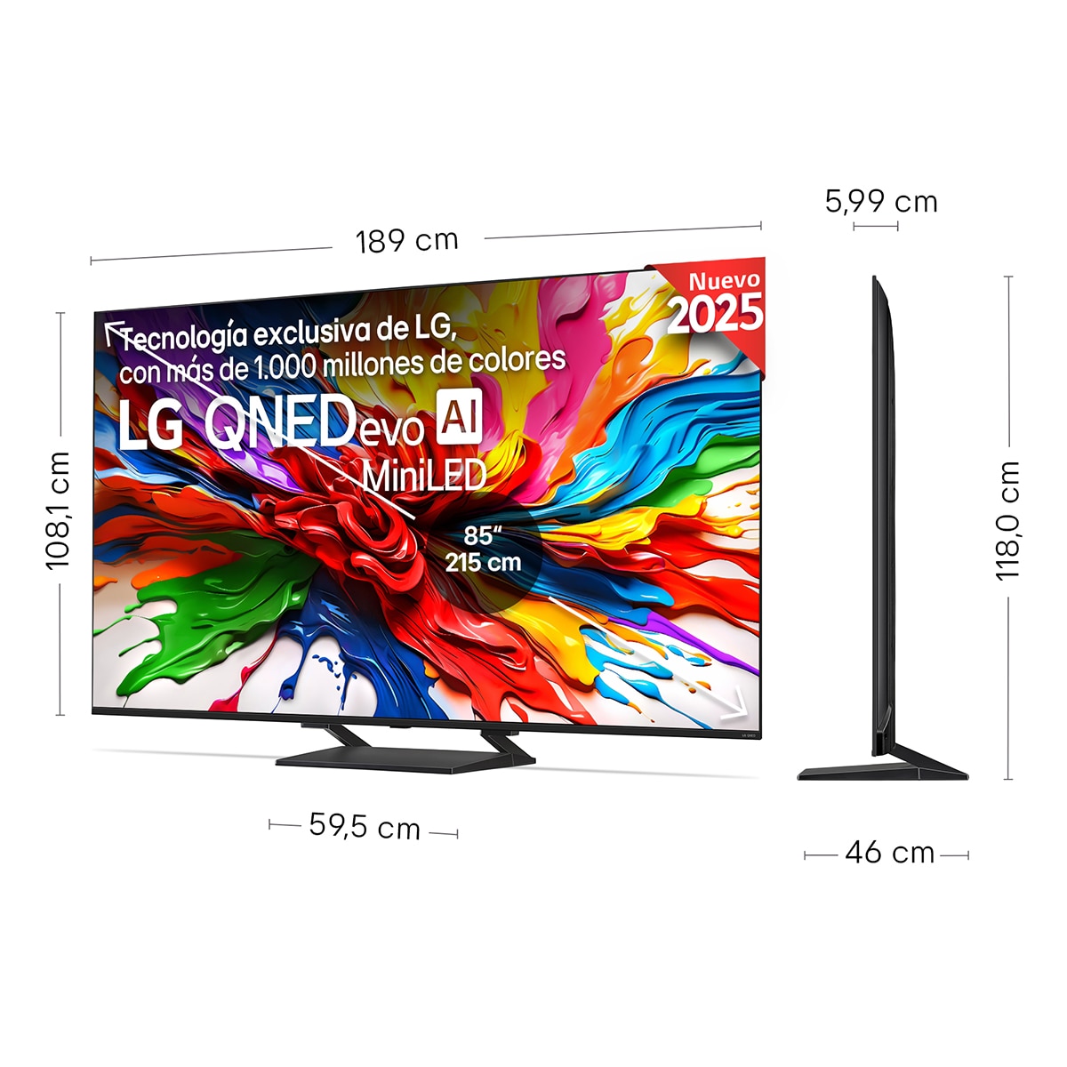 TV QNED evo MiniLED AI 215cm (85") LG 85QNED93A6A, 4K Smart TV Negro-2