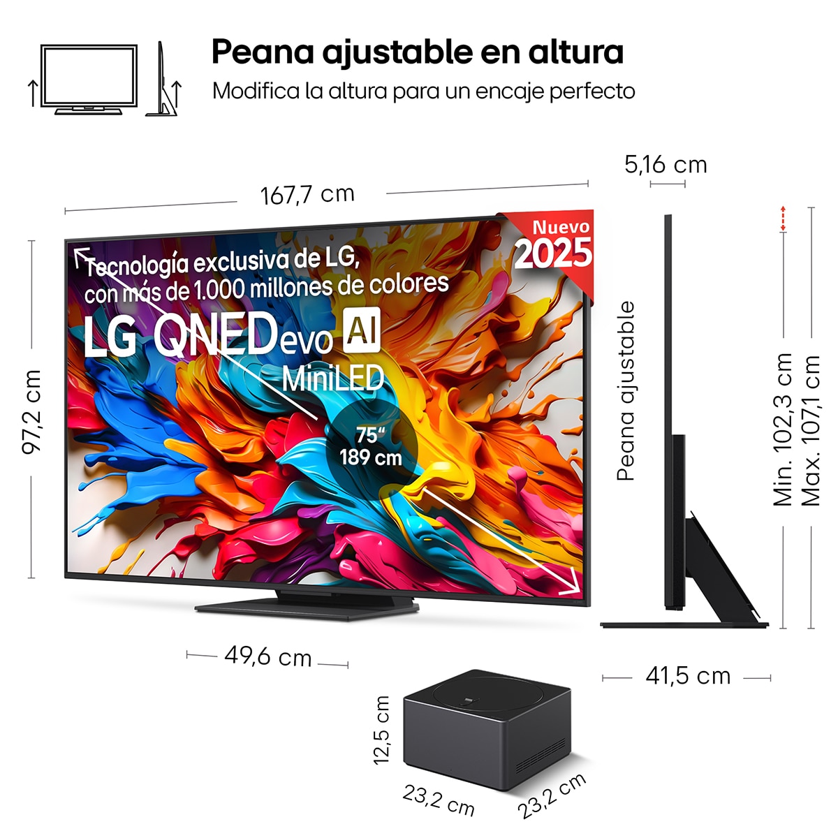 TV QNED evo MiniLED AI 189cm (75") LG 75QNED9MA6B, 4K inalámbrico, Smart TV Negro-2