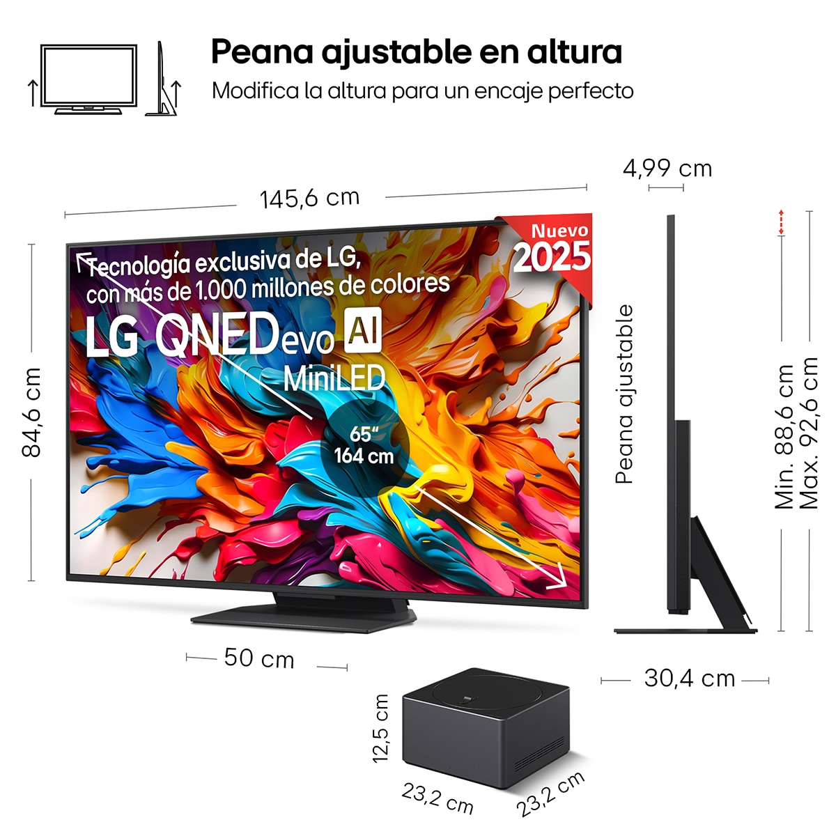 TV QNED evo MiniLED AI 164cm (65") LG 65QNED9MA6B, 4K inalámbrico, Smart TV Negro-2