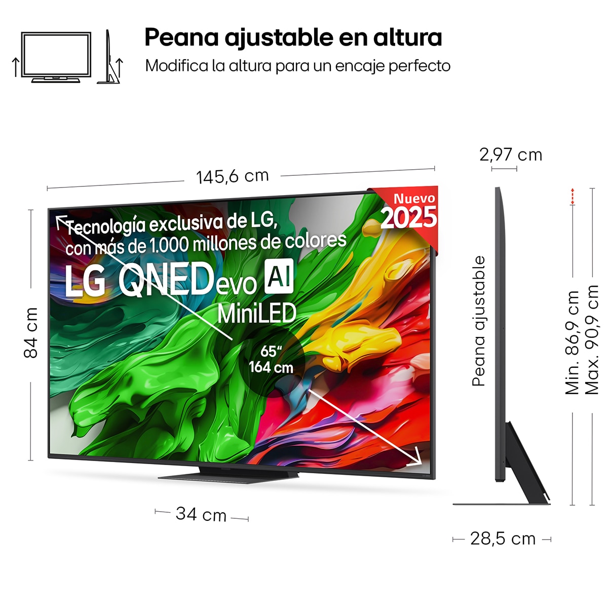 TV QNED evo MiniLED AI 164cm (65") LG 65QNED86A6A, 4K Smart TV Negro-2